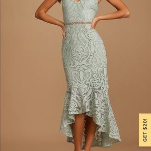 Won your heart sage gree tie dress